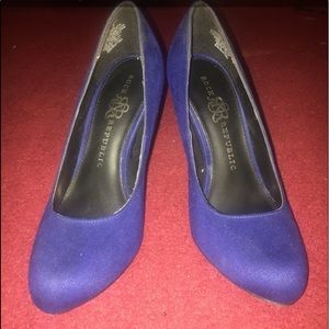 Blue suede heels